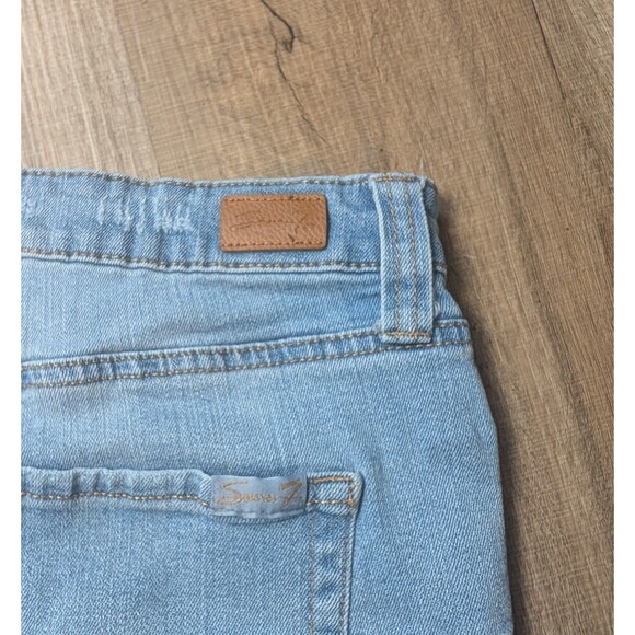 Seven7  Light Blue Denim Shorts Size 8 Stretch Distressed Cut Off 5" Inseam - Picture 5 of 10